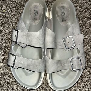 SHEIN Gray Buckle Sandals